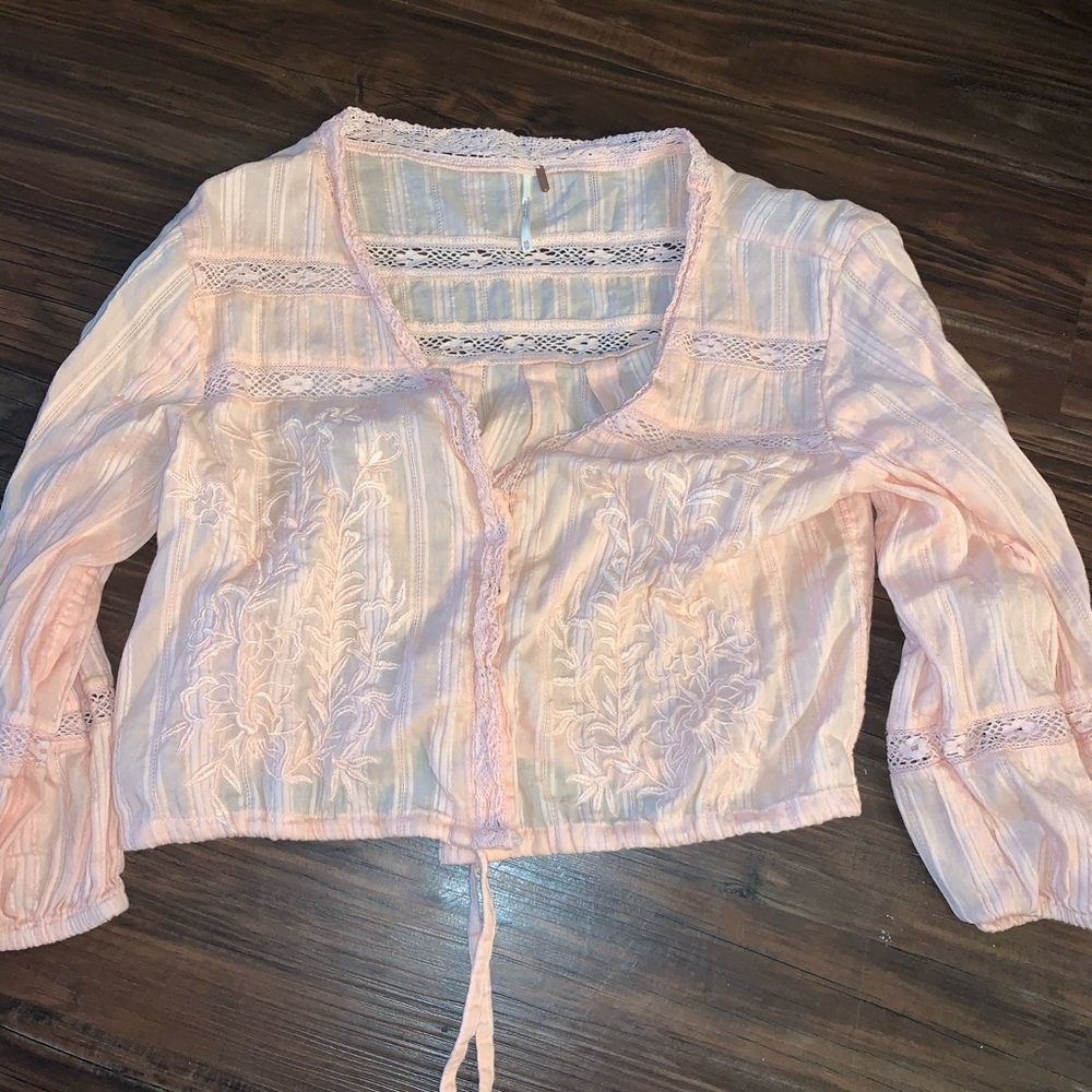 Free People button blouse in pink